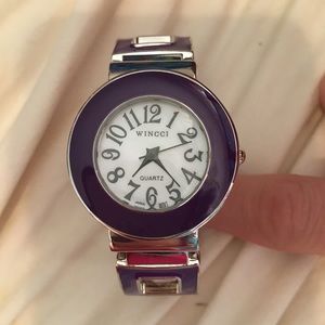 Purple stainless steel watch